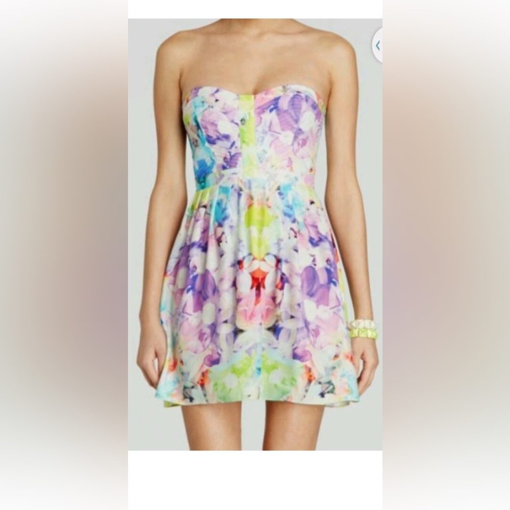Parker Lily Multicolor Silk Strapless Dress - Picture 3 of 7